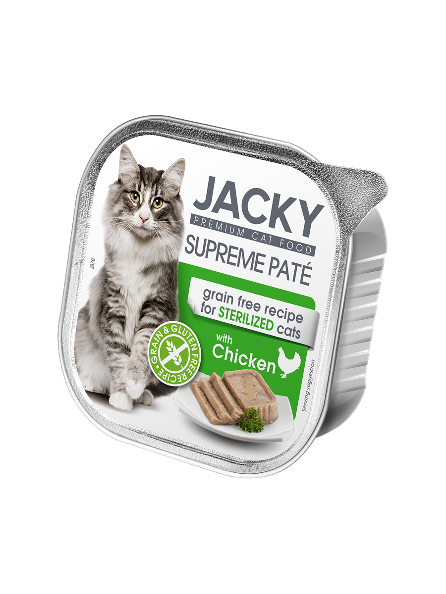 Jacky Supreme Paté macska alutálka pástétom csirke, sterilizált macskáknak, 100g